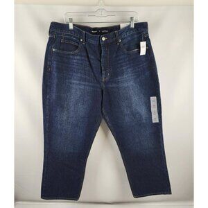 Old Navy Jeans Womens 16 Blue Slouchy Straight Button Fly Crop Denim (36x25) NWT
